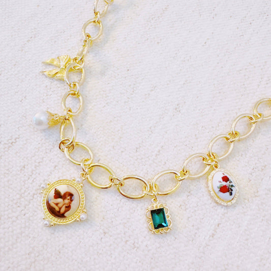 Angel & Rose Charm Necklace