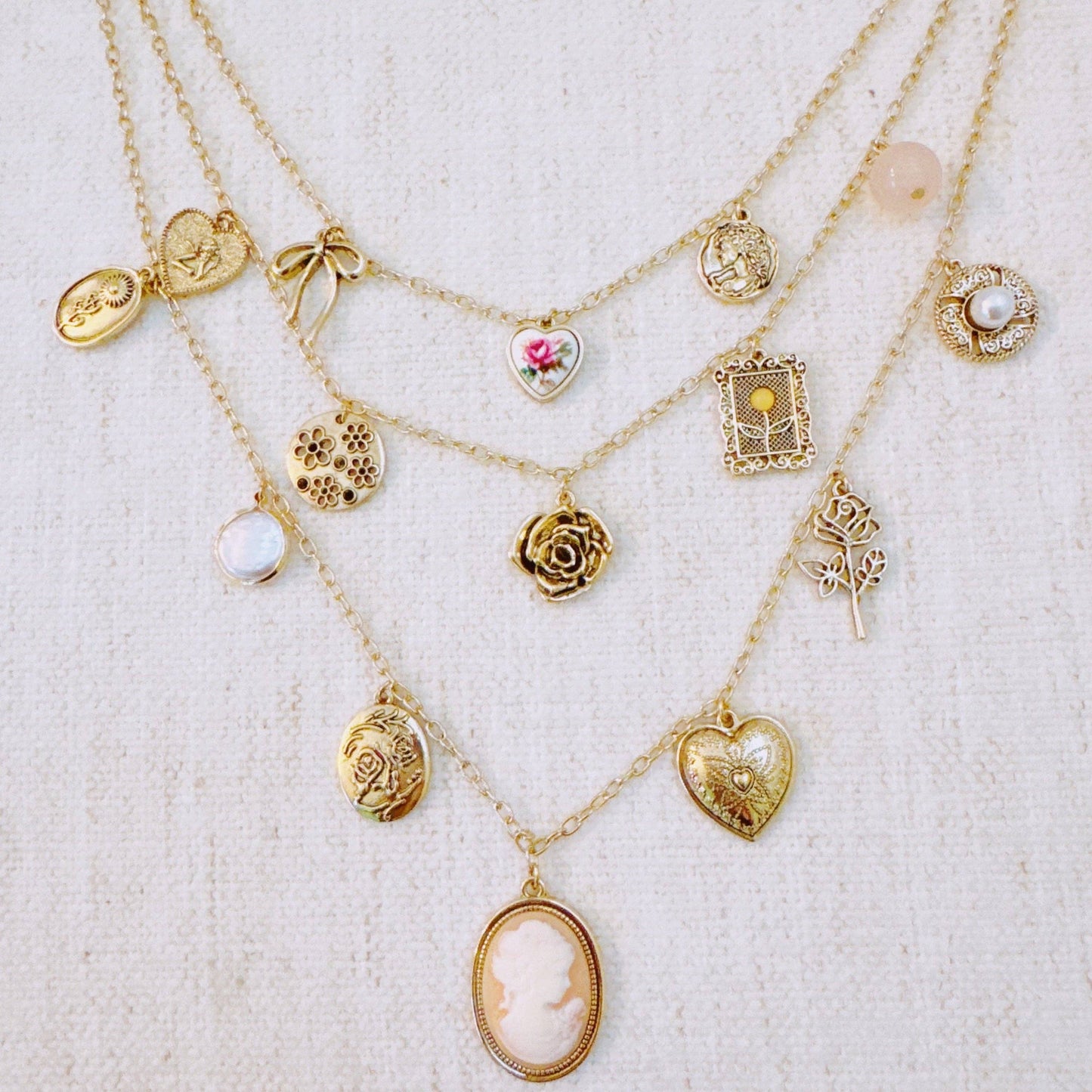 Vintage Rose Charm Necklace