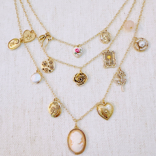 Vintage Rose Charm Necklace