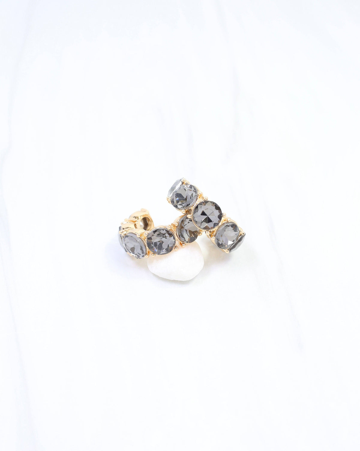 Kadis Crystal Hoop Earring Black Diamond