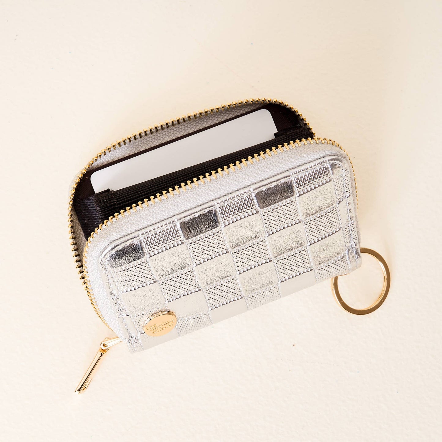 Zip Around Wallet-Metallic Silver