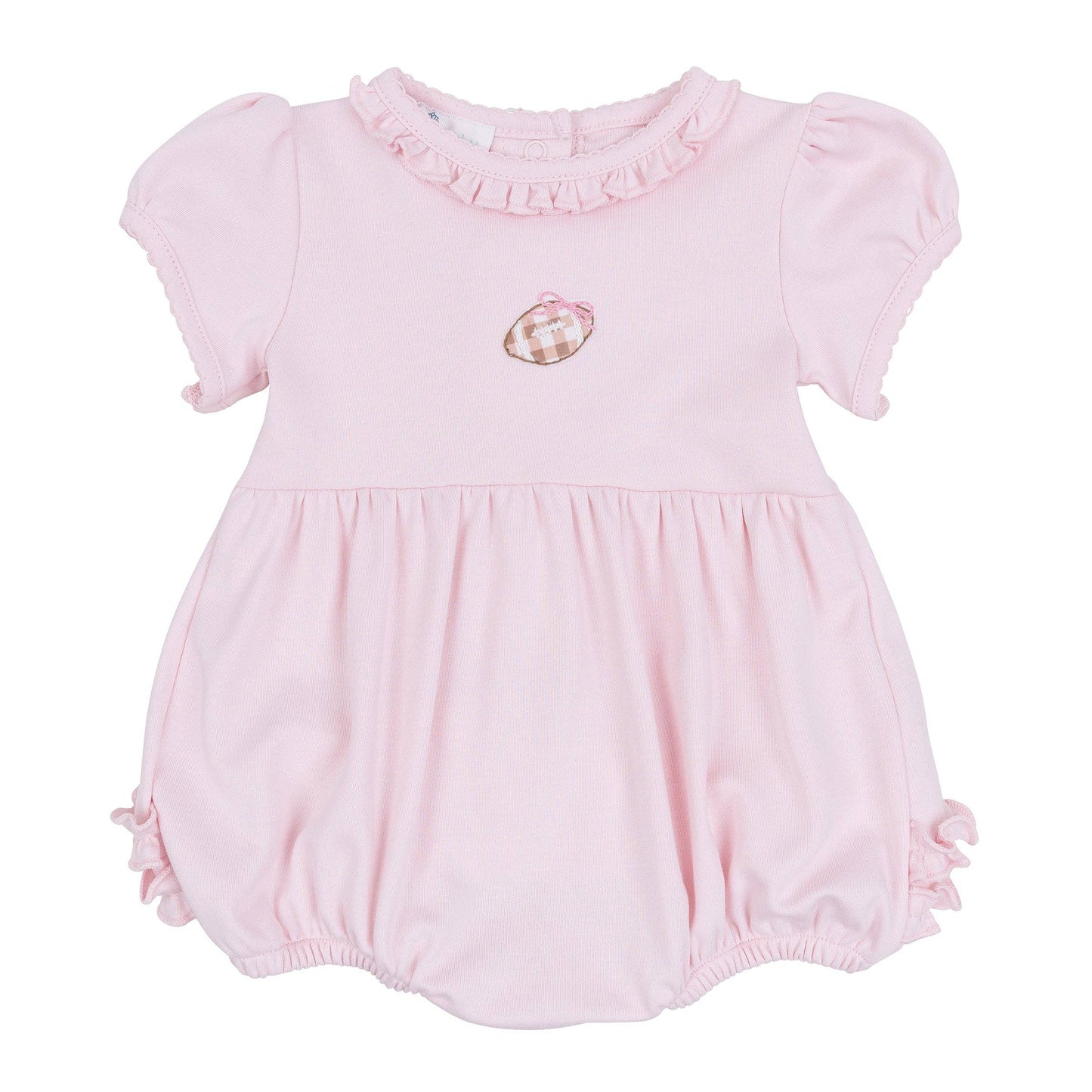 Tiny Tailgater Hand-Embroidered Ruffle Bubble - Pink