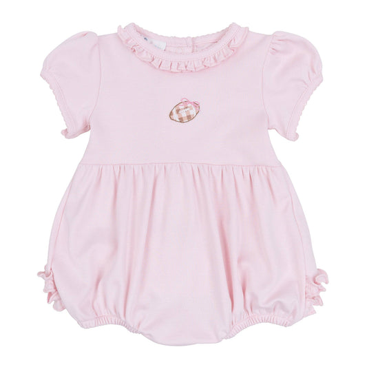 Tiny Tailgater Hand-Embroidered Ruffle Bubble - Pink