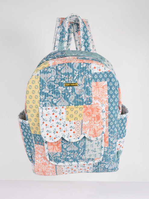 Quilted Backpack-Blue