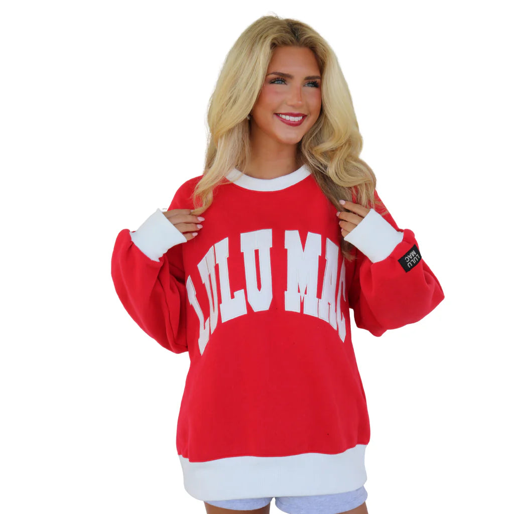 Color Block Sweatshirt - Red/White
