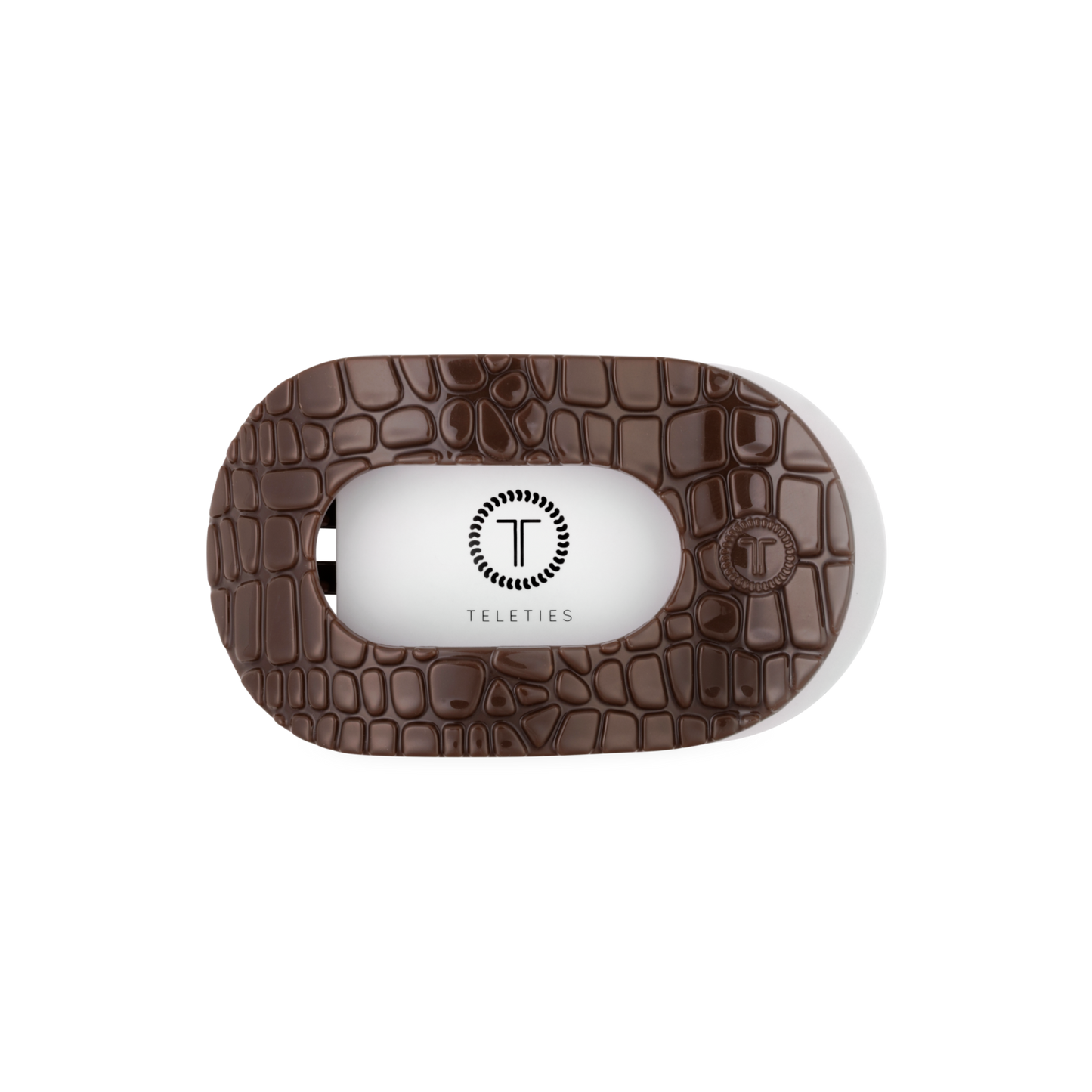 Brown Crocodile Medium Flat Round Hair Clip