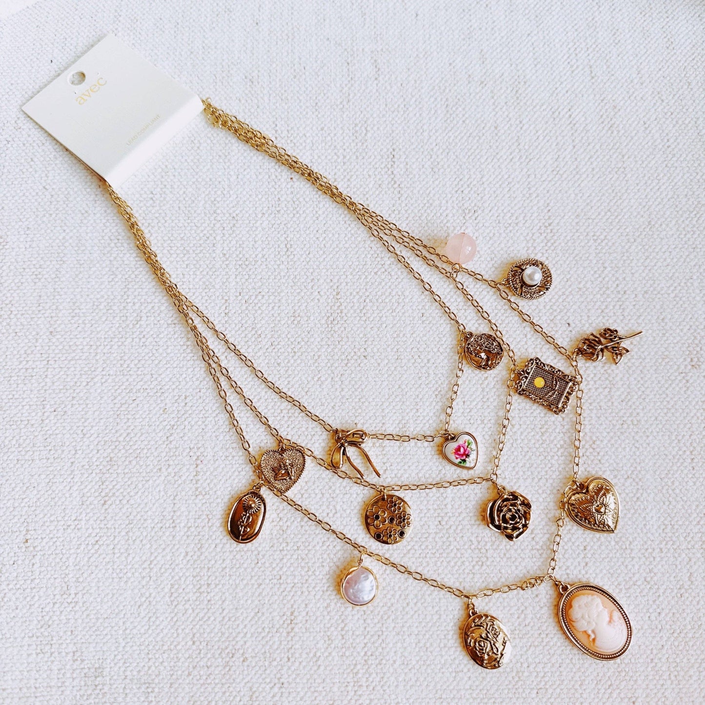 Vintage Rose Charm Necklace