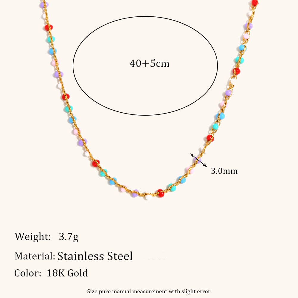 Bohemian Enamel Bead Chain Steel Gold Plated