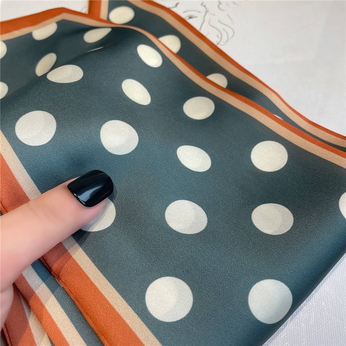 POLKA DOT LONG SILK SCARF