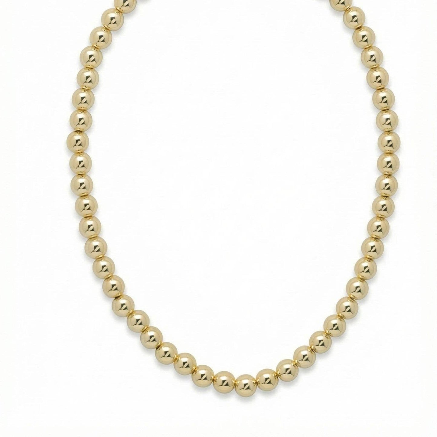 10K Gold Plated Metal Beaded Tennis Necklace, 16-20in
