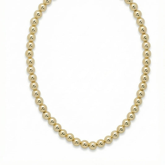 10K Gold Plated Metal Beaded Tennis Necklace, 16-20in