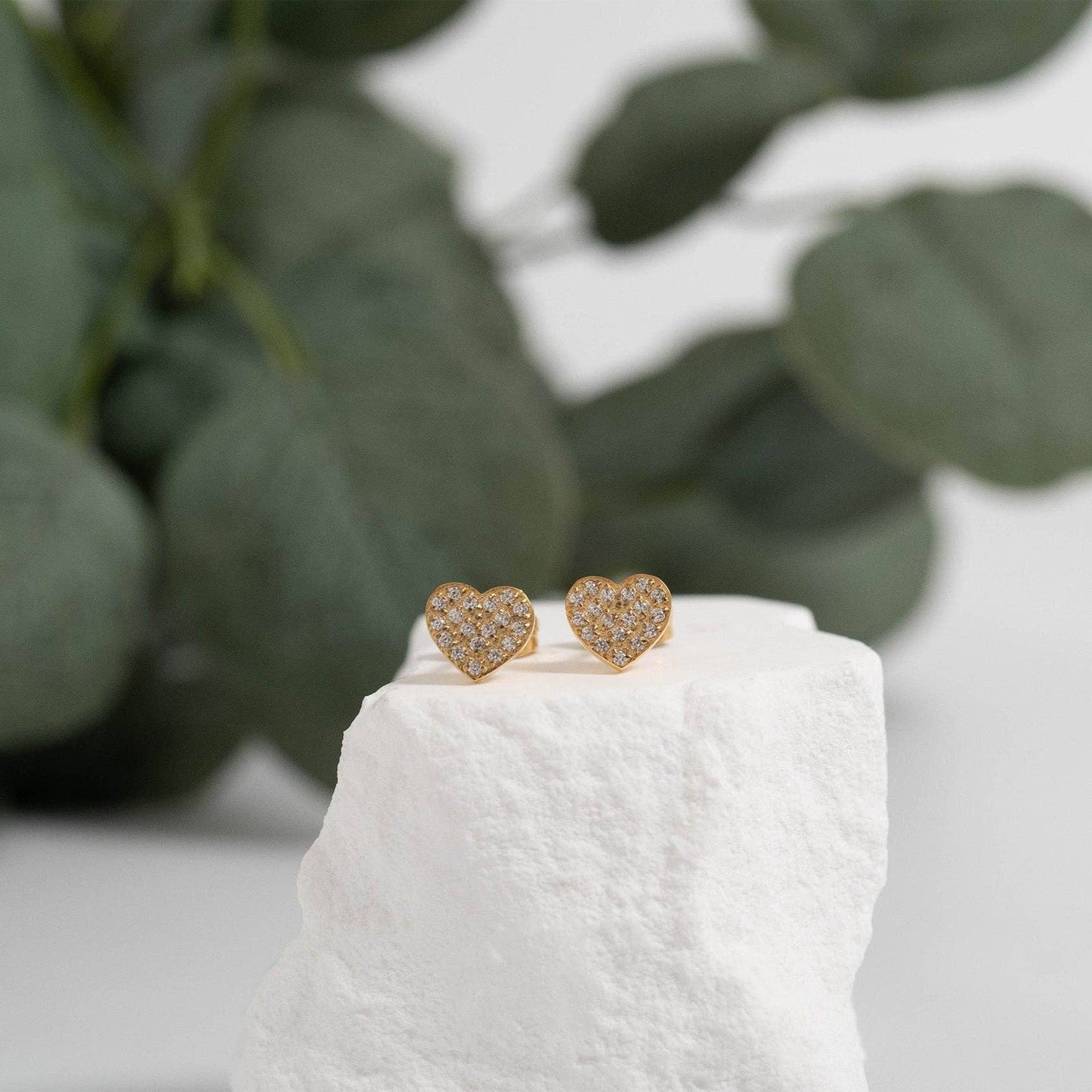 18K Gold Filled Heart Stud Earrings