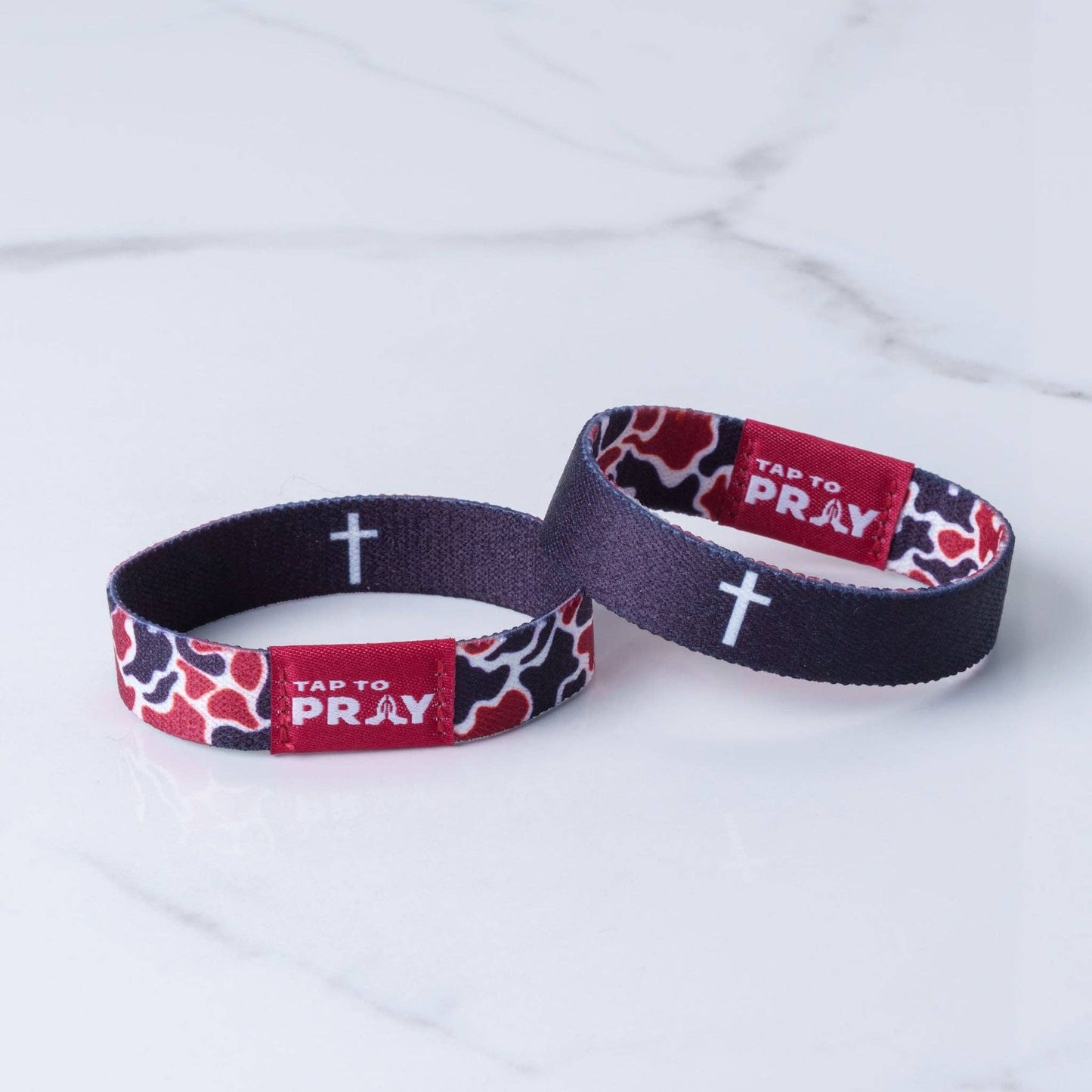 Tap To Pray® Wristband – Team Camo - Maroon & Black