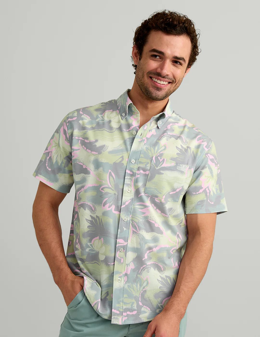 Kona Printed Shirt - Silver Blue Coast