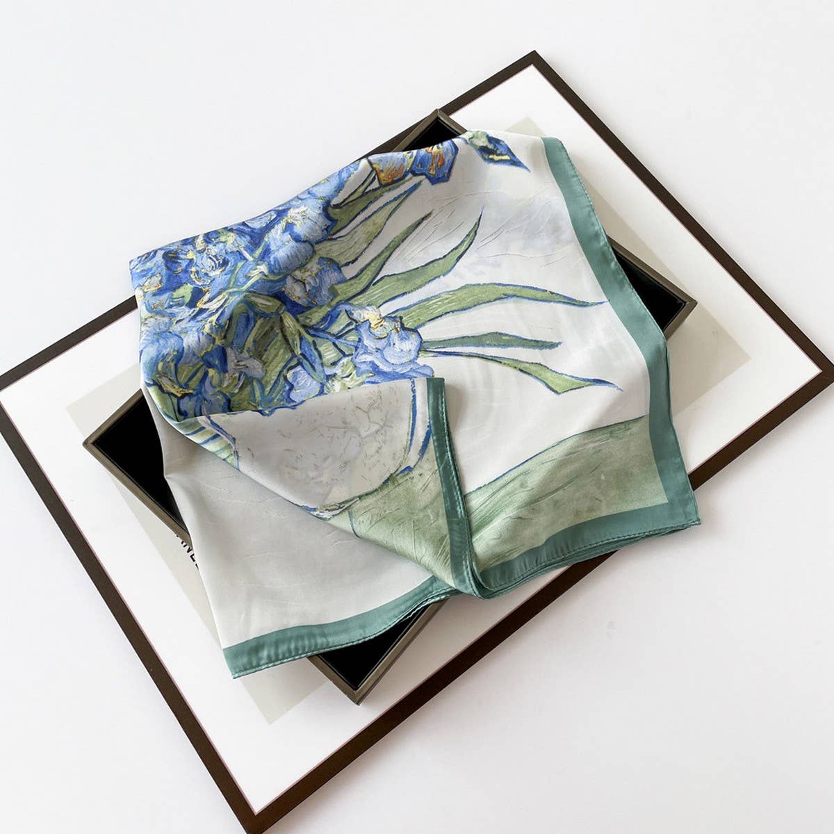 Letter Print Satin Square Scarf