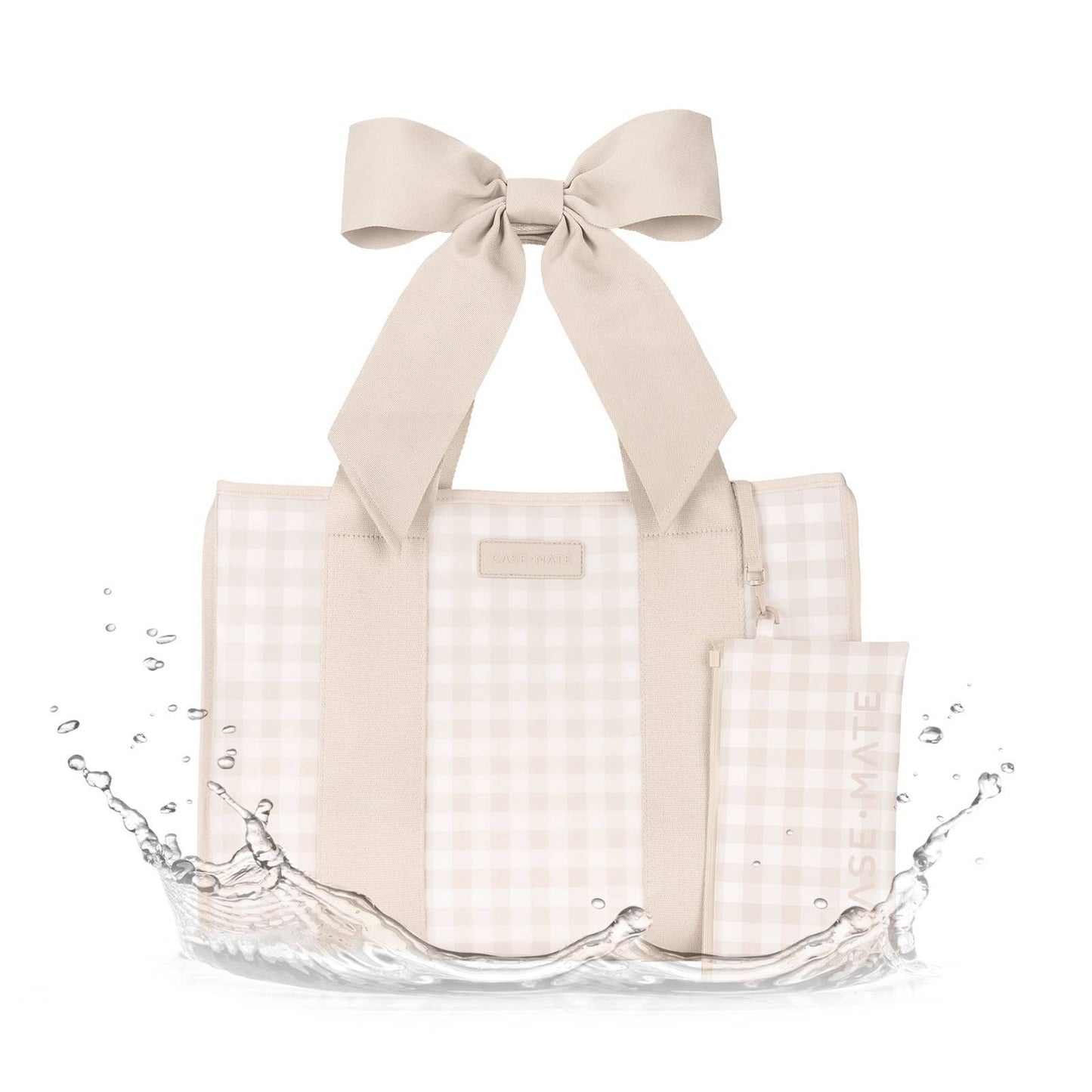 Special Edition Jelly Tote w/ Phone Pouch Latte Gingham Bow