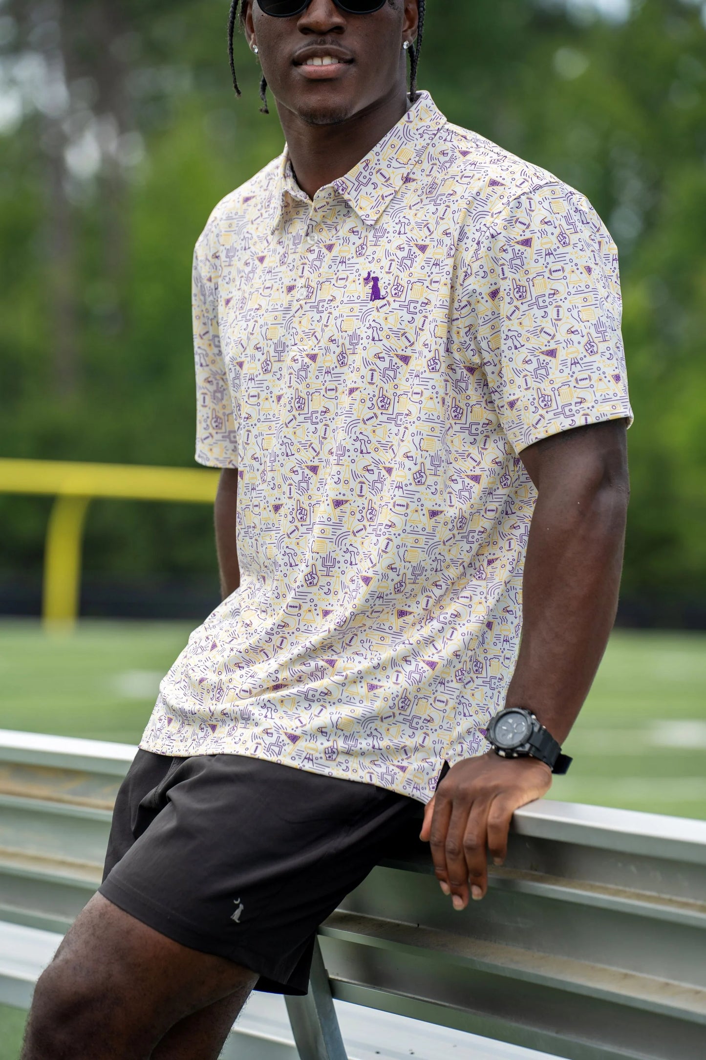 Collegiate Dirty Myrtle Polo - Purple/Yellow