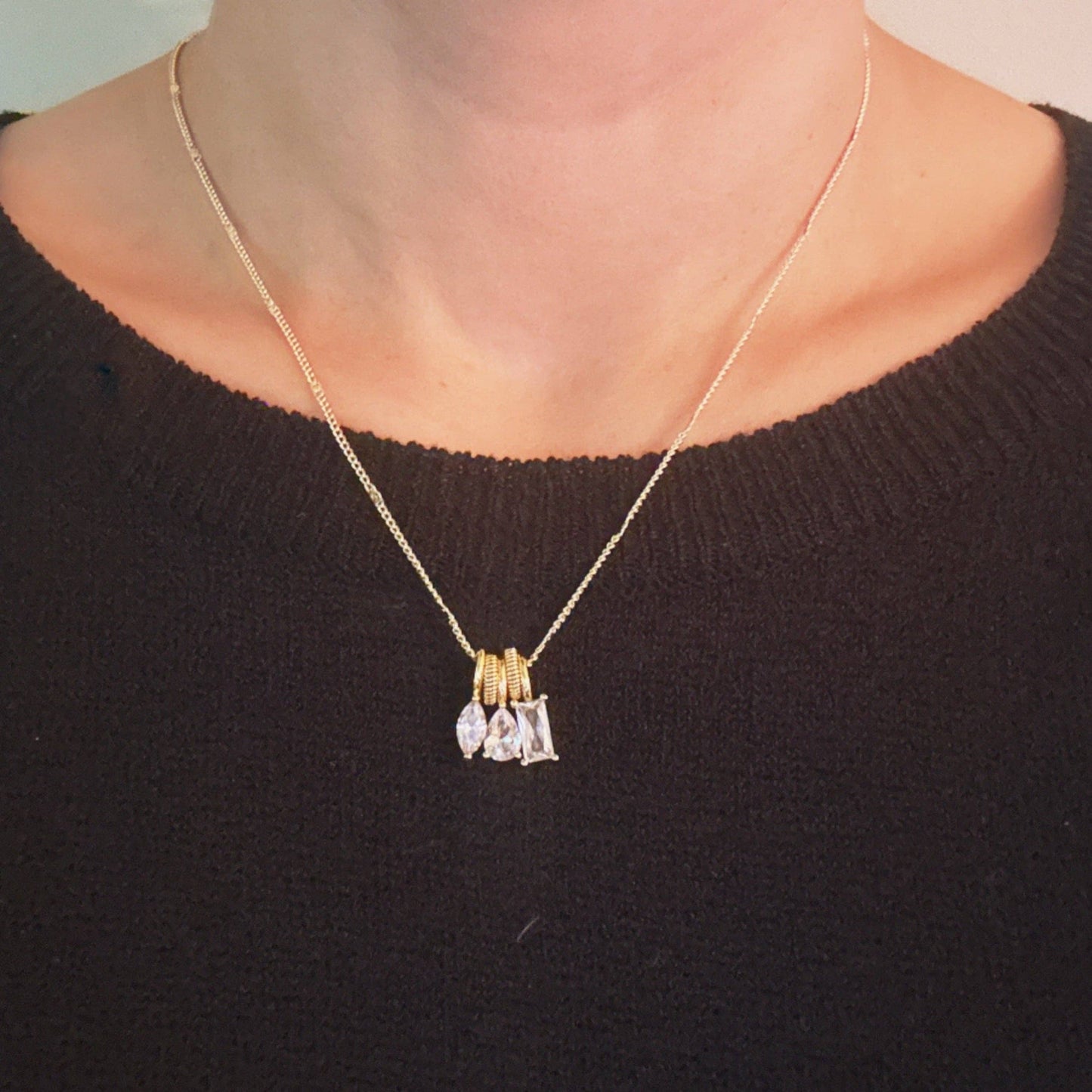 Trio Sparkle Stack Pendant Necklace