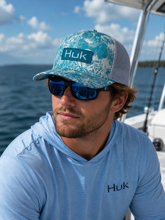 HUK Moss 316Y Oak- Trucker- Aqua Haze