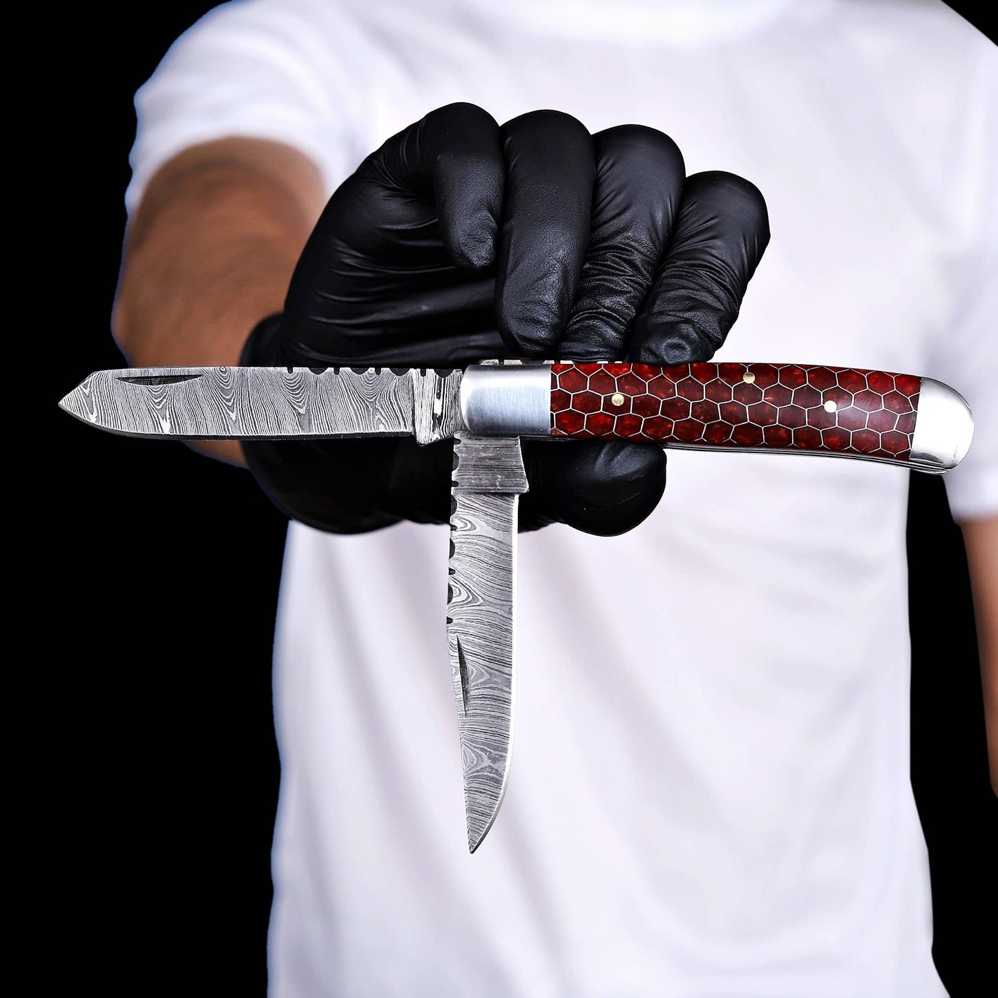 7.5' Handmade damascus pocket knife, Rancher's Choice