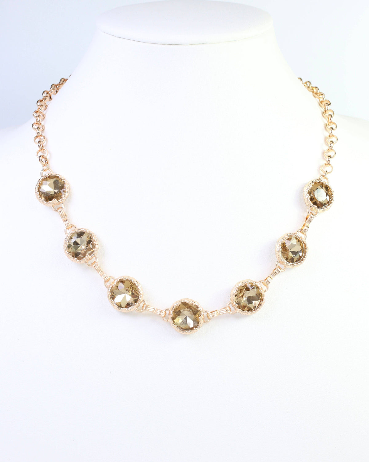 Leah Crystal Link Necklace Topaz