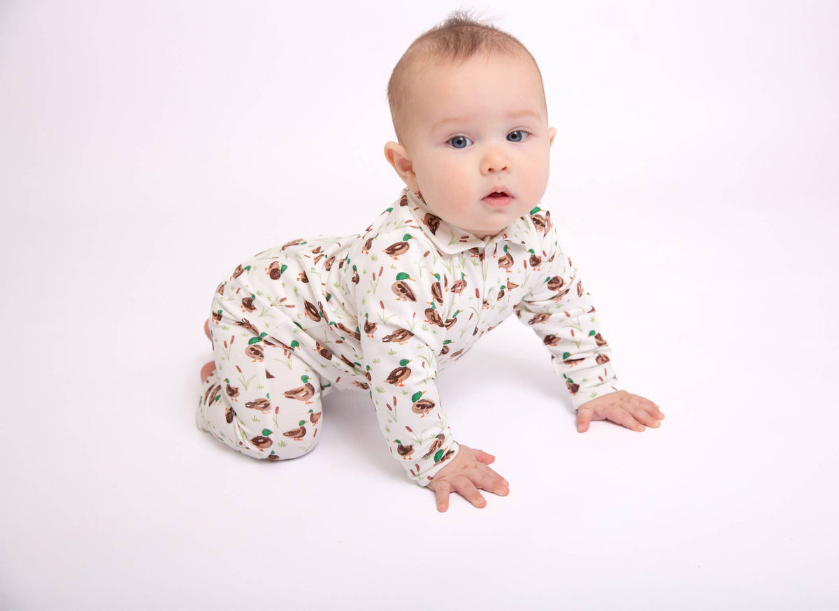 Mallard Drake Ducks- Sweatshirt Polo Romper