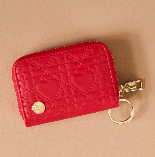 Zip Around Wallet-Red Hearts