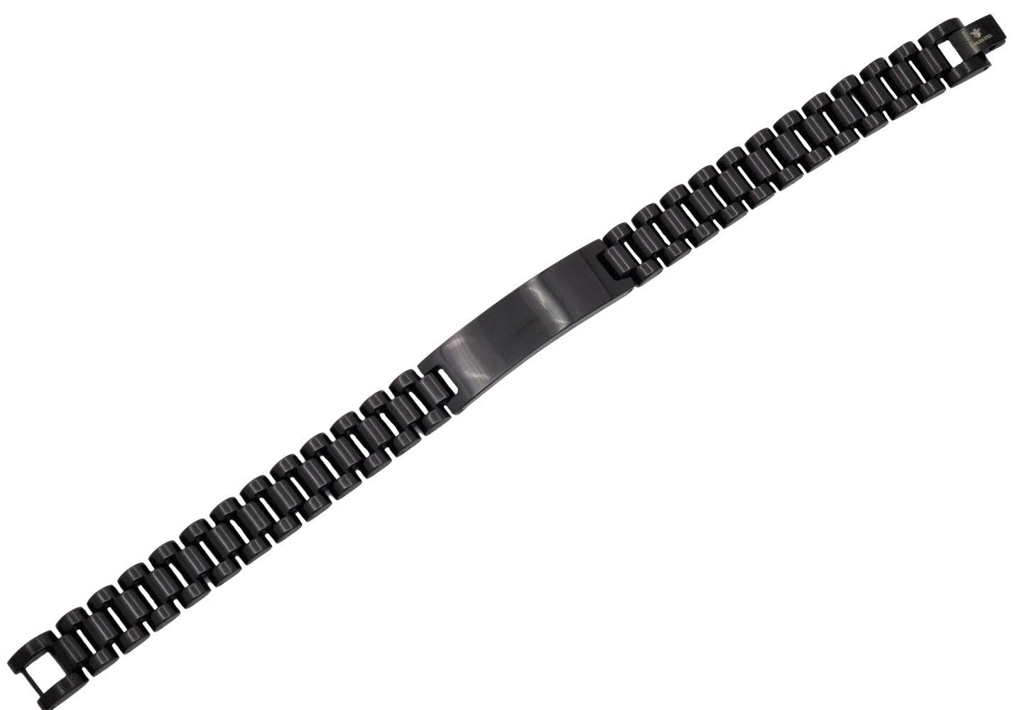 Men' Black Stainless Steel Engravable ID Link Bracelet