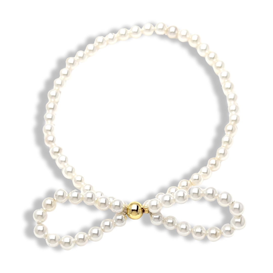 Pearl and Gold Bow Bracelets