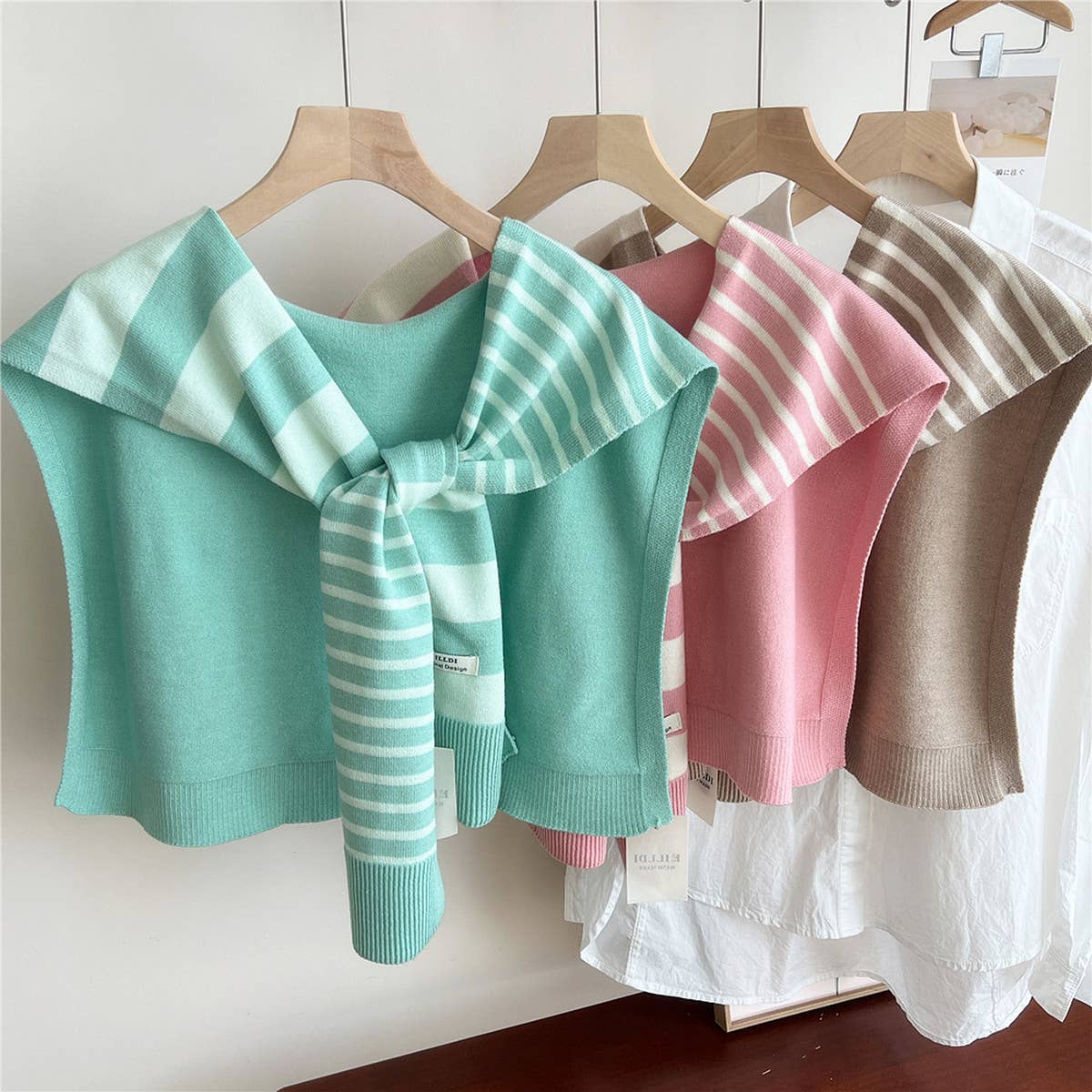 Striped Knit Shawl – Neck & Shoulder