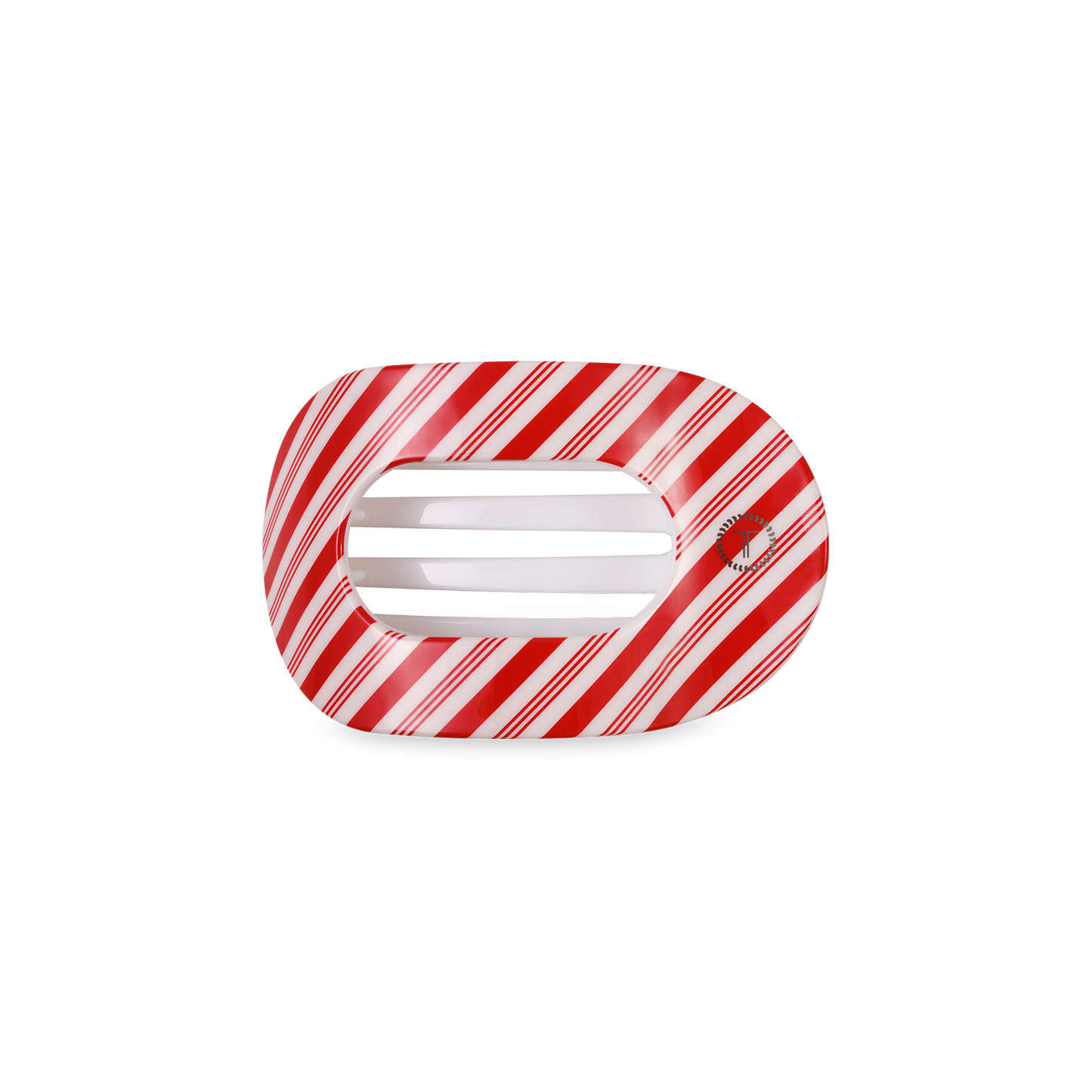 Flat Round Hair Clip | Small | Candy Cane Crush