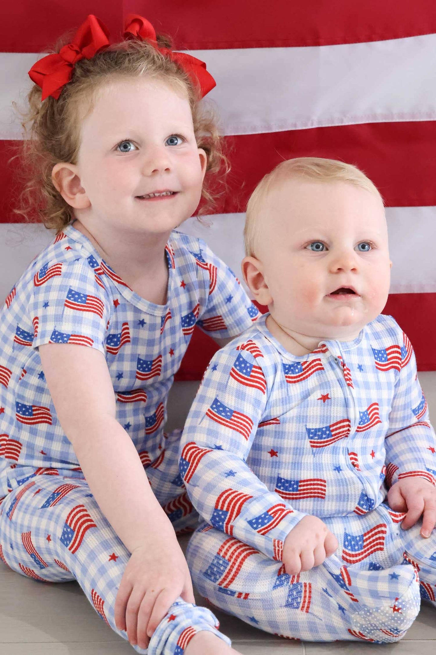 Bamboo Waffle Zipper Footie | Star-Spangled Picnic