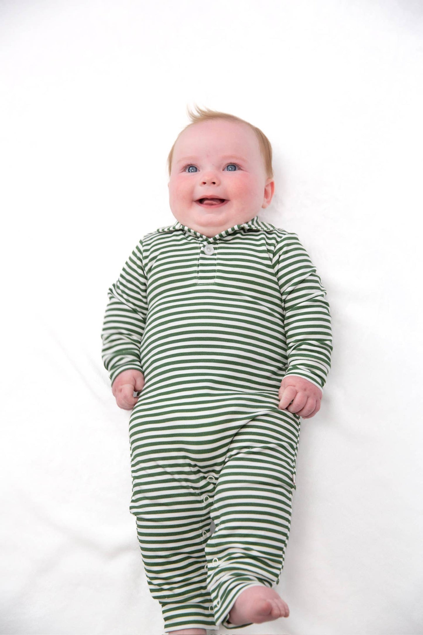 Stripes (Green) Sweatshirt Polo  Romper