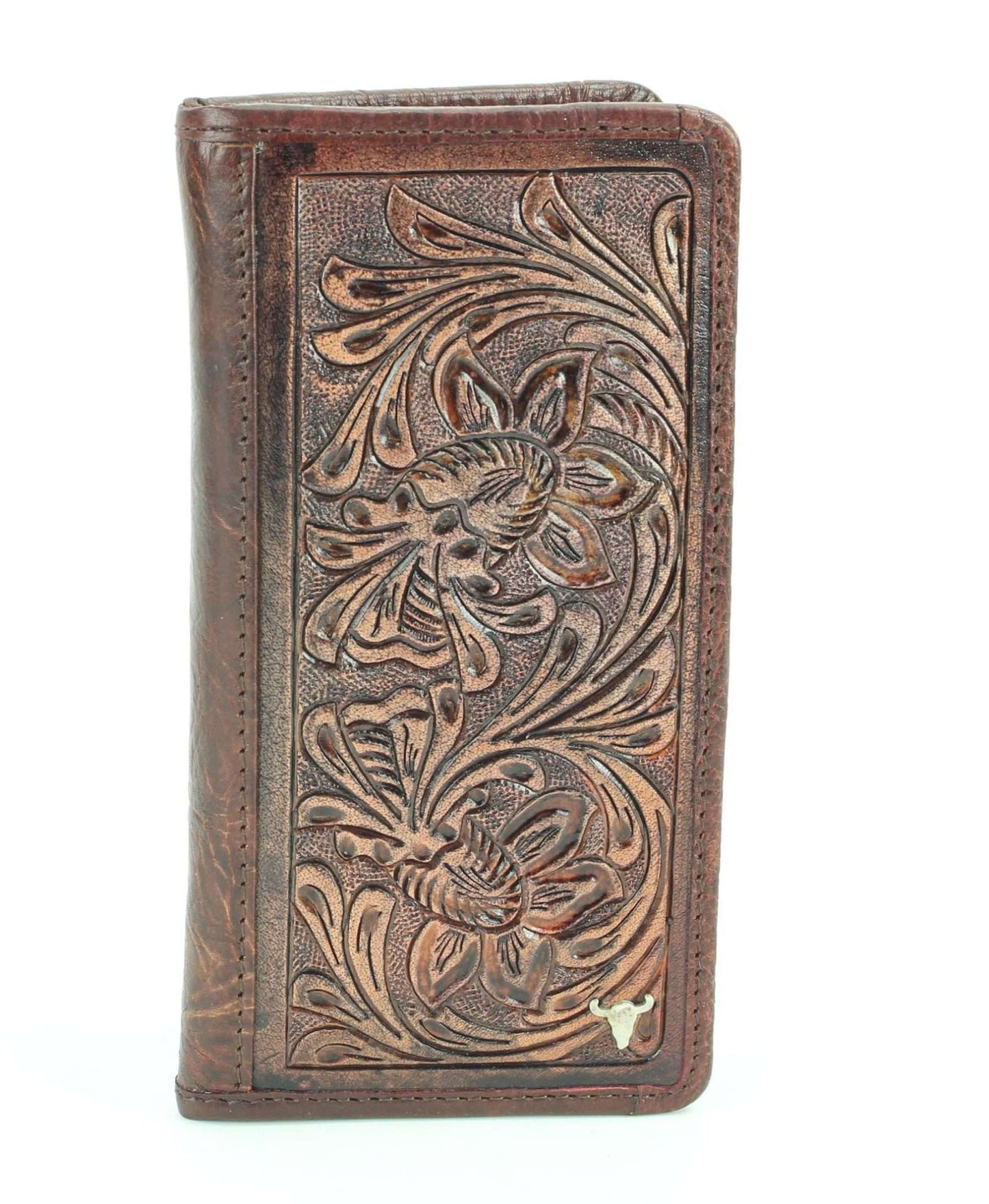 Tooled leather Western rodeo wallet
