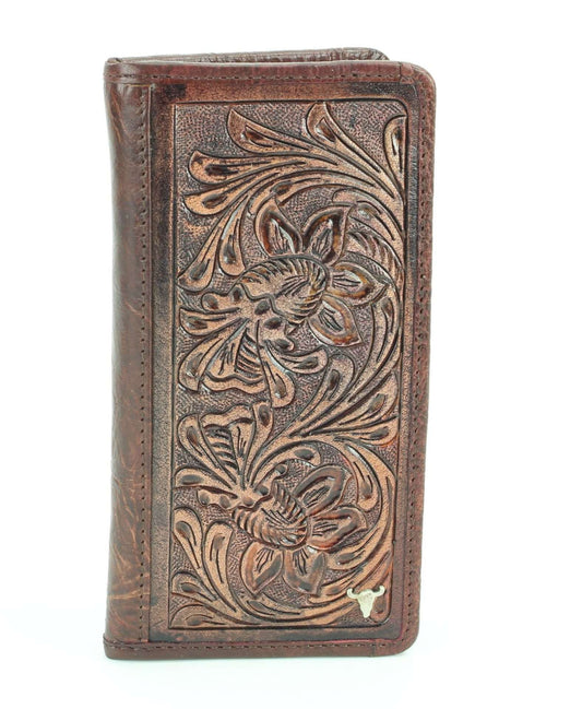 Tooled leather Western rodeo wallet
