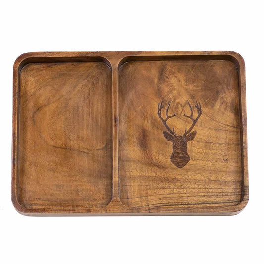 Deer Etched Wood Valet Tray   Natural   10x7x1