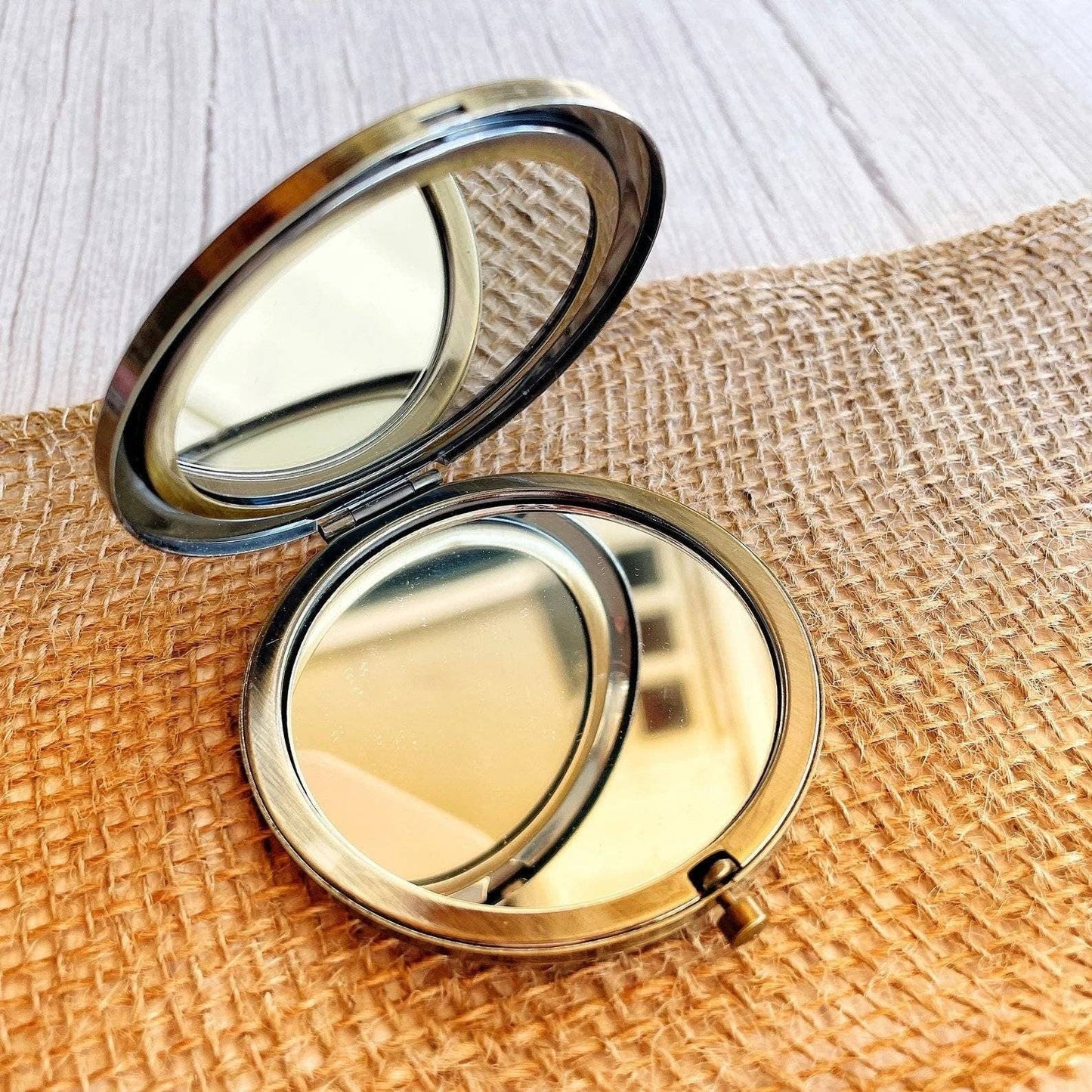 Floral Embroidered Compact Mirror