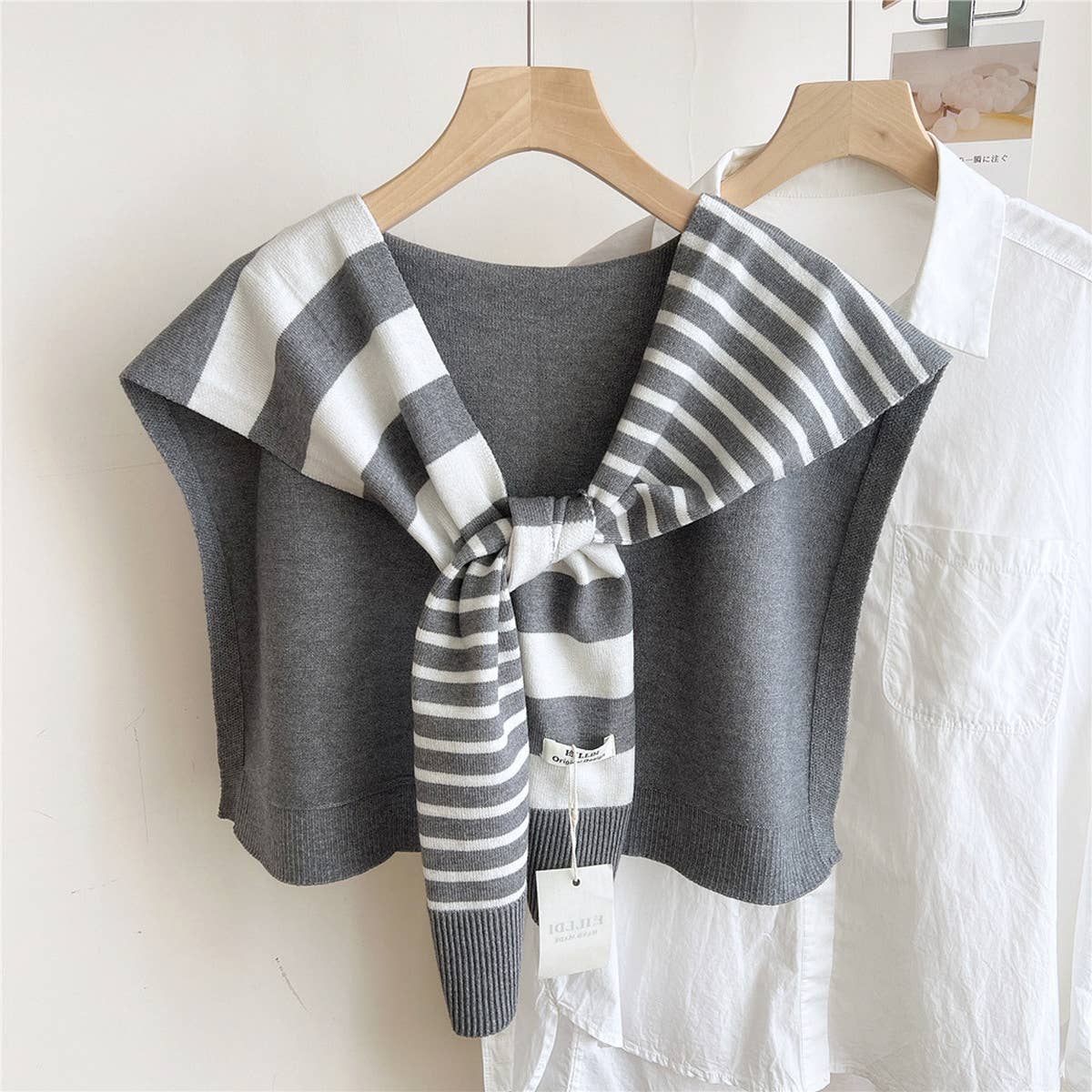 Striped Knit Shawl – Neck & Shoulder