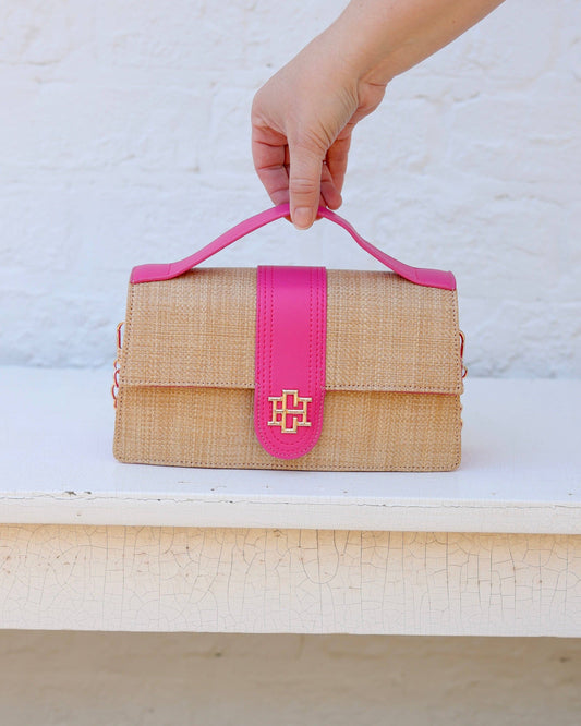 Waverly Clutch Natural Hot Pink