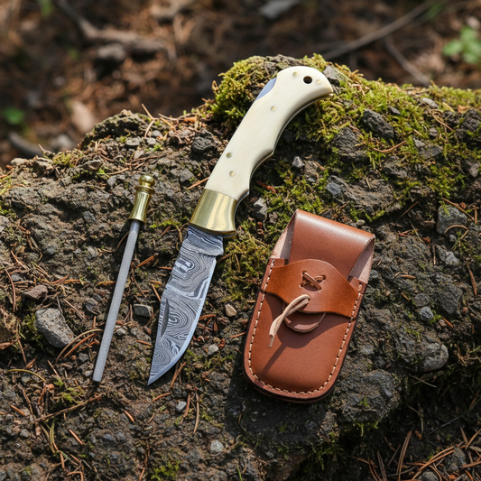 6.5' Handmade damascus folding knife, Pocket Knife