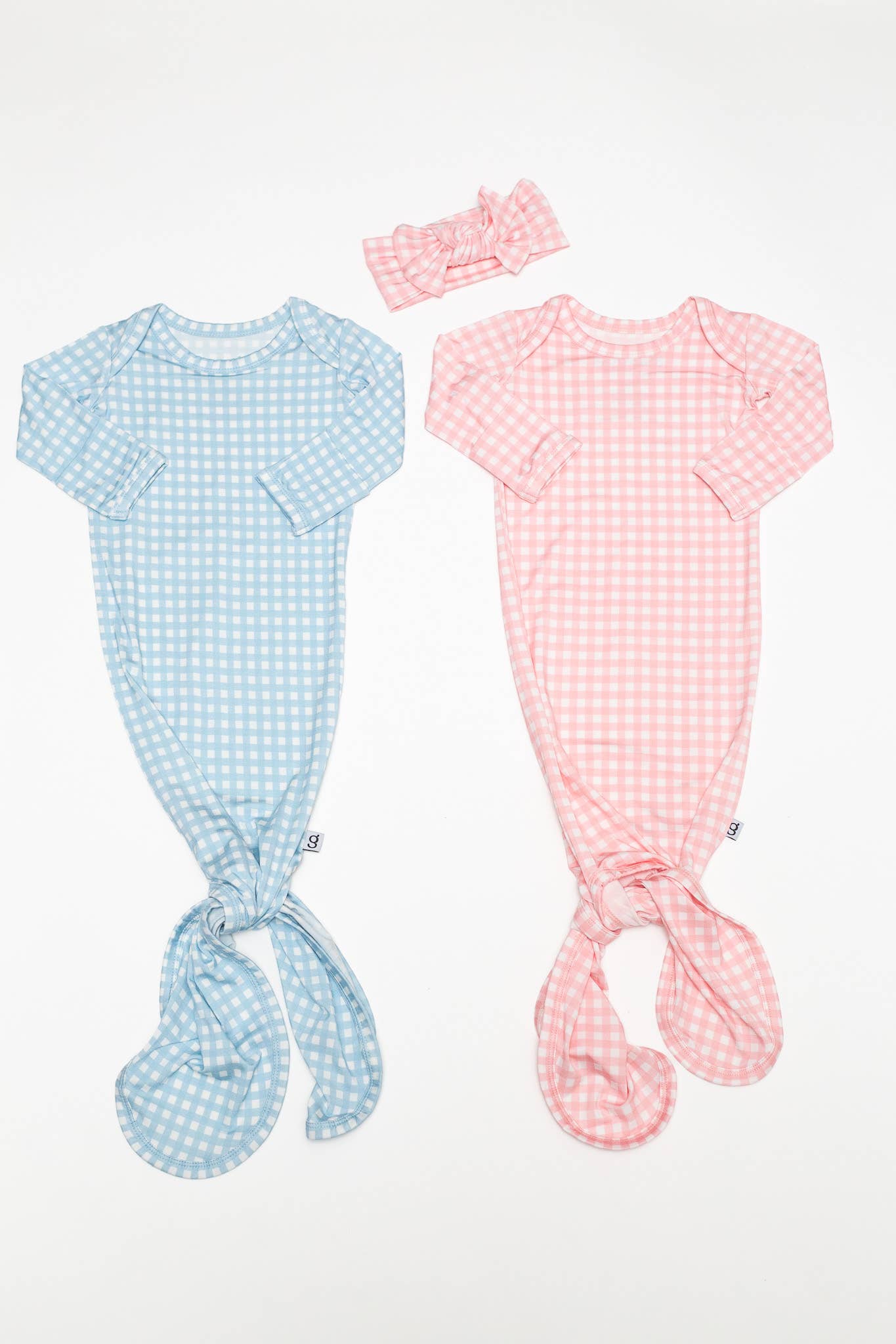 Pink Gingham Knotted Infant Gown