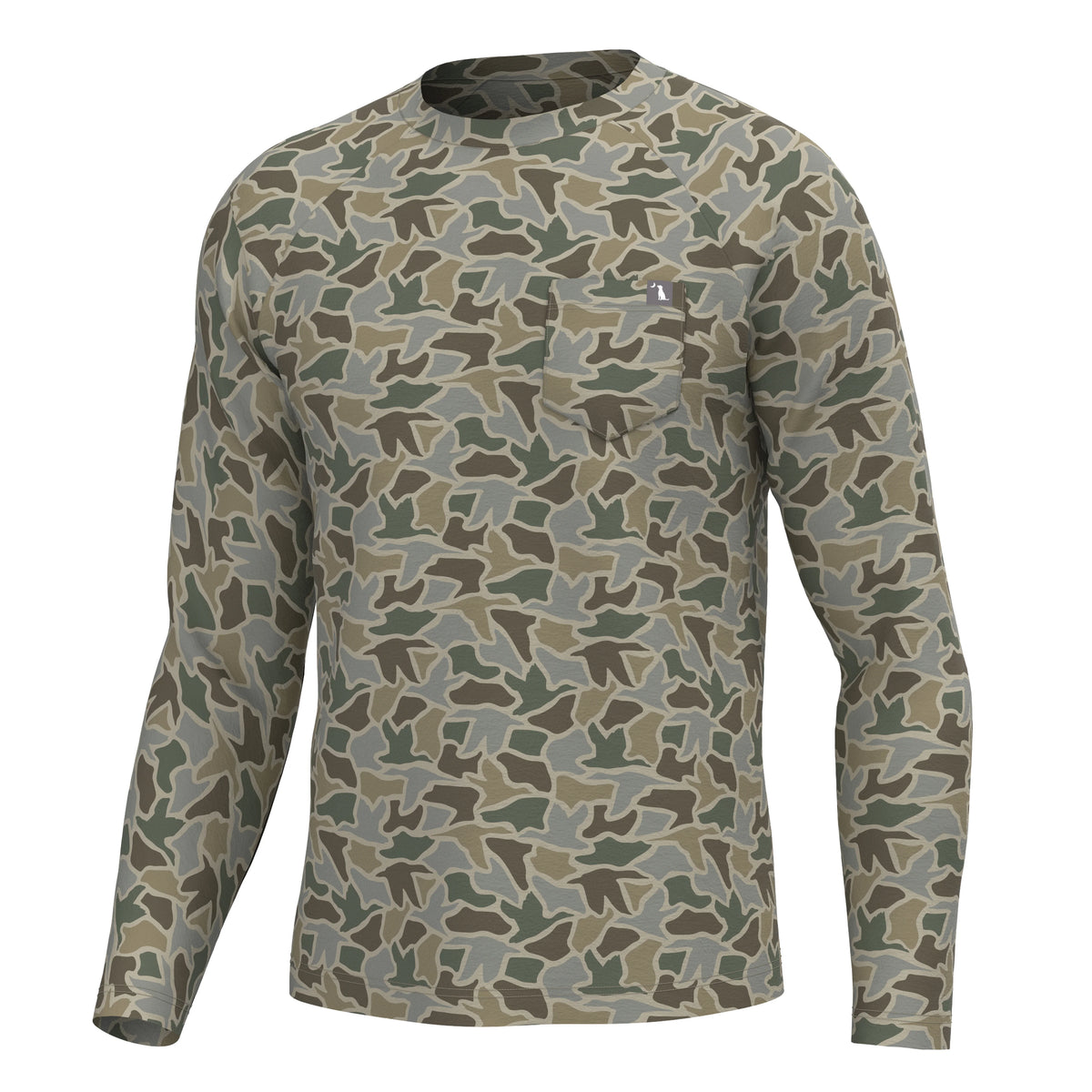 Heather Blend LS Crew - Sand Duck Camo