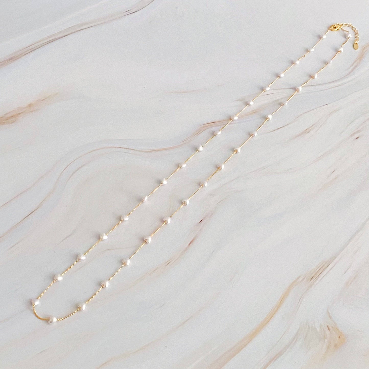 Pearl Heart Long Chain Necklace