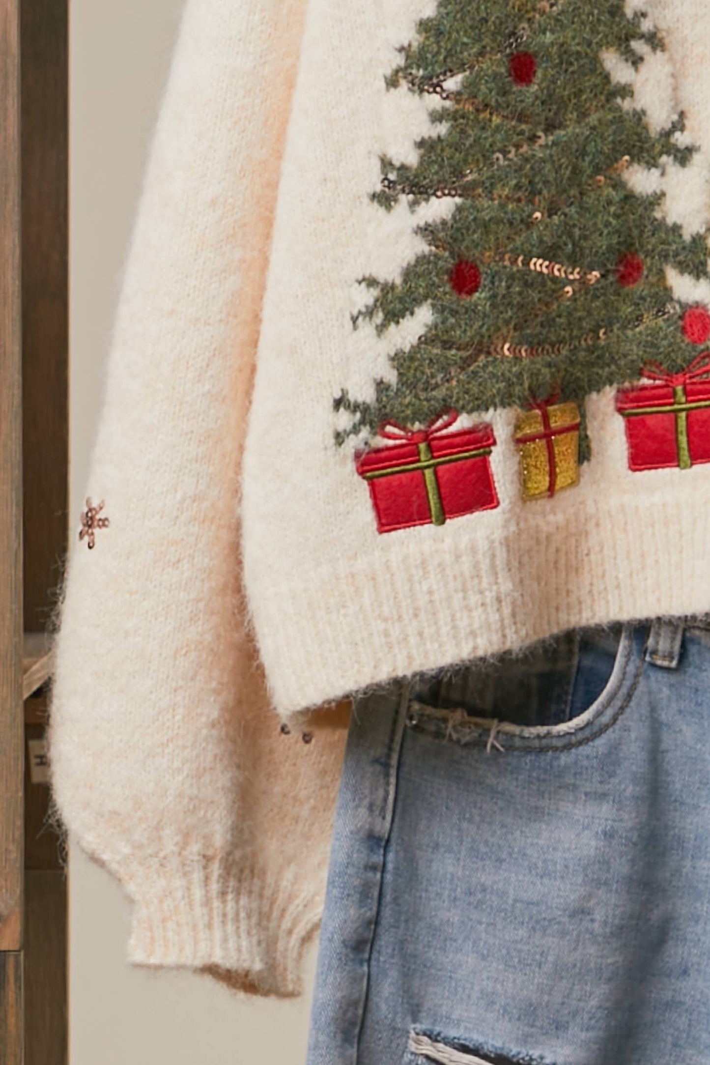 Christmas Tree Embroidered  Cardigan