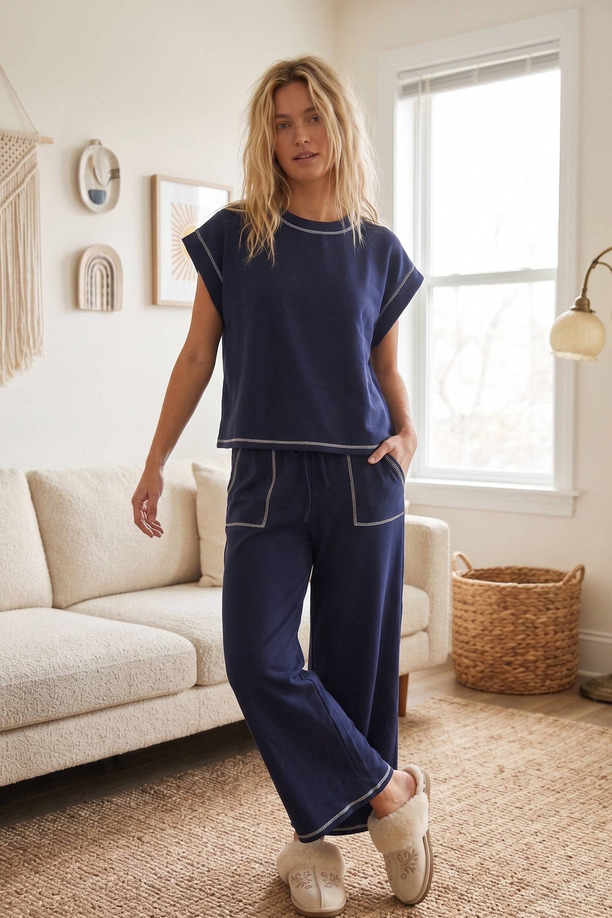 Scuba Contrast Stitch Lounge Set