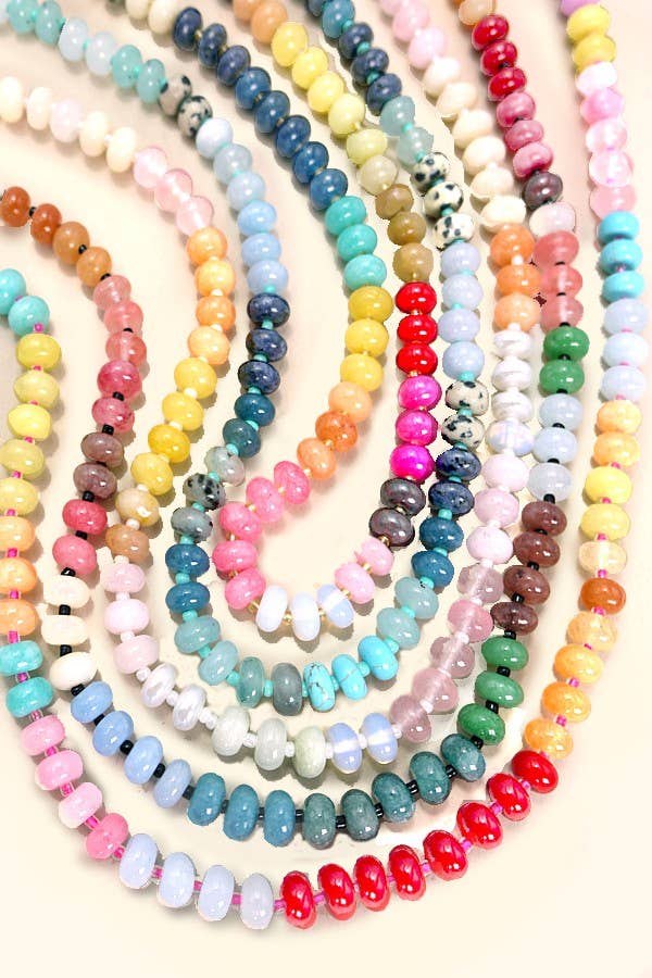 NATURAL AGATE GLASS SEMI PRECIOUS BEAD NECKLACE