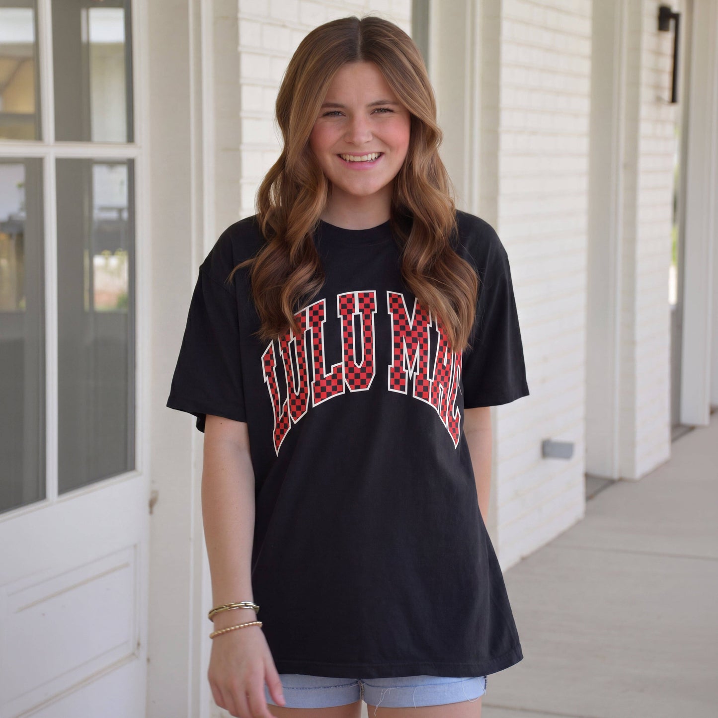 Lulu Mac Red/Black Checkered Tee