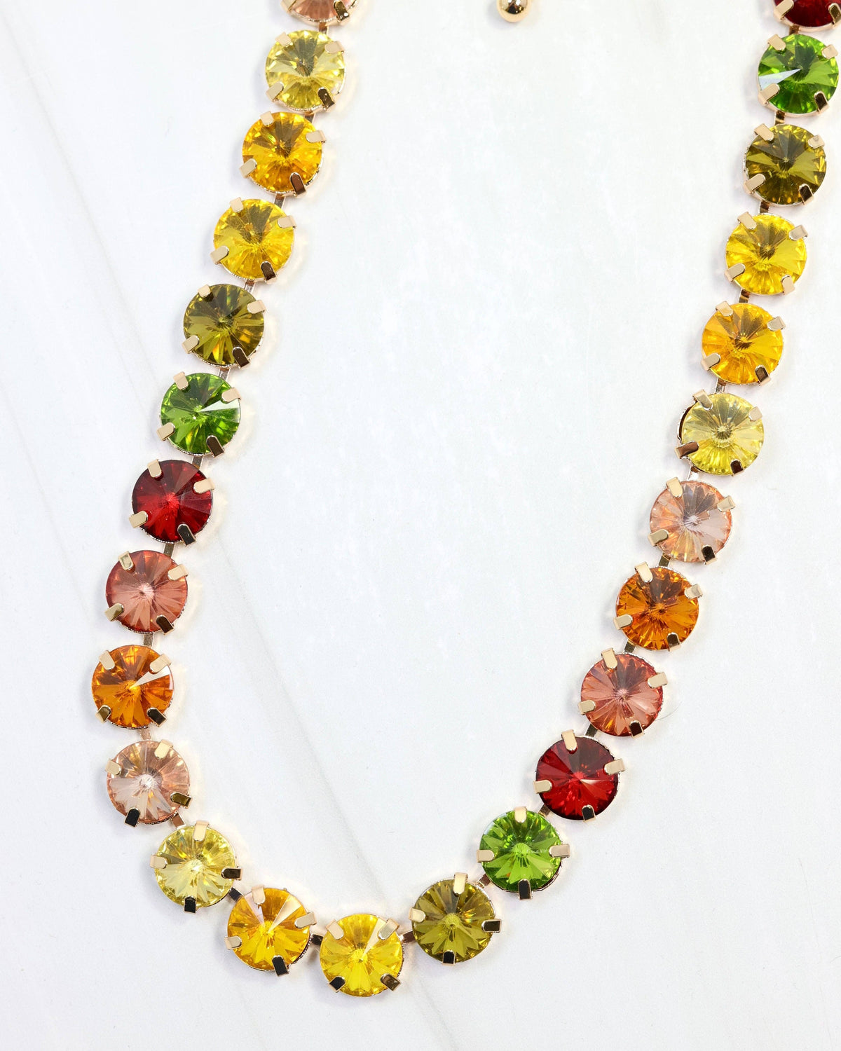 Harper Rhinestone Necklace Olive Multi