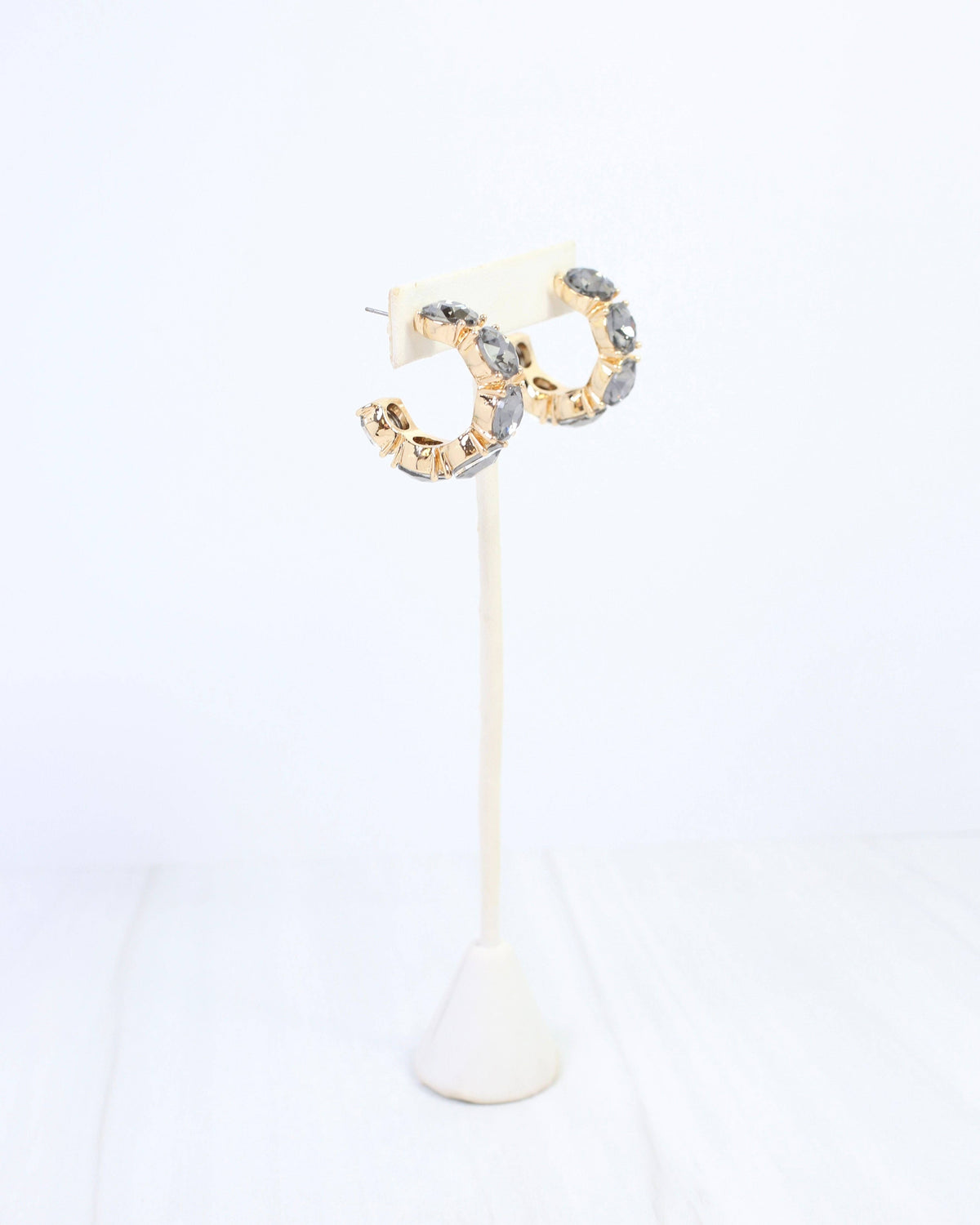 Kadis Crystal Hoop Earring Black Diamond