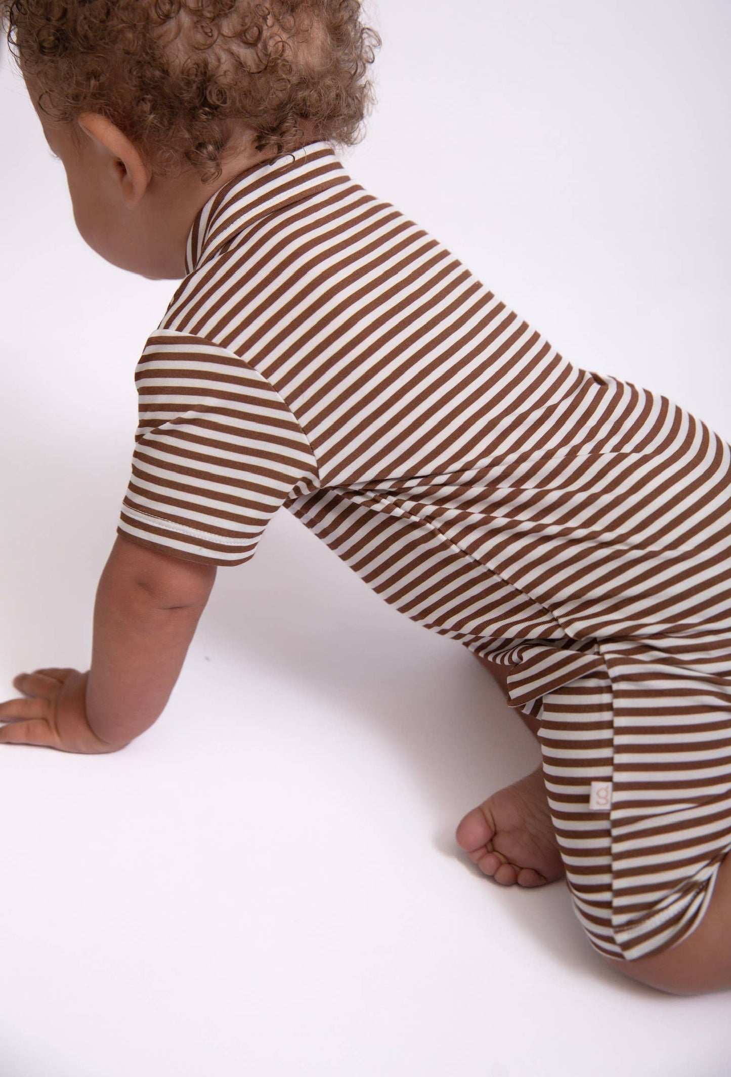 Chocolate Stripes - SS Polo Romper